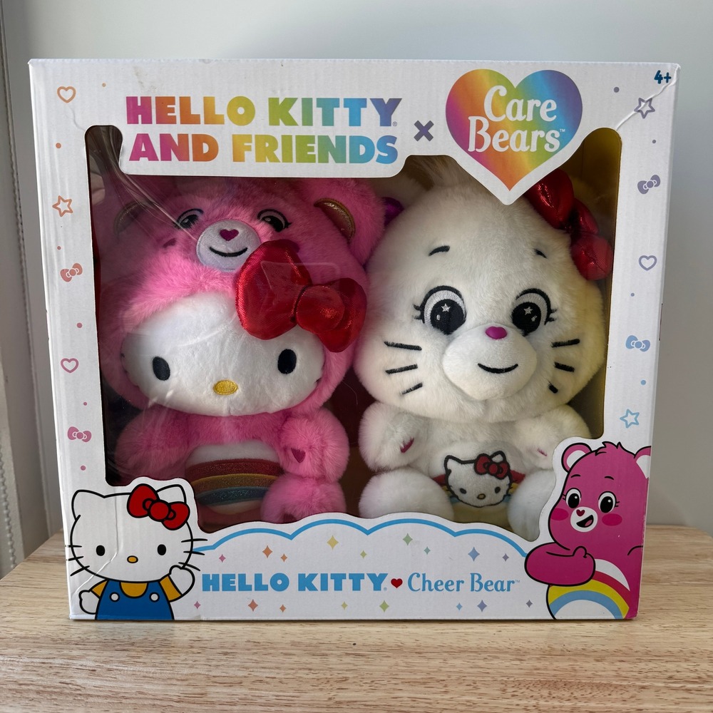 Hello Kitty x Care Bears Cheer Bear Plush Set NIB‎ 2023 Sanrio Basic Fun Cloudco